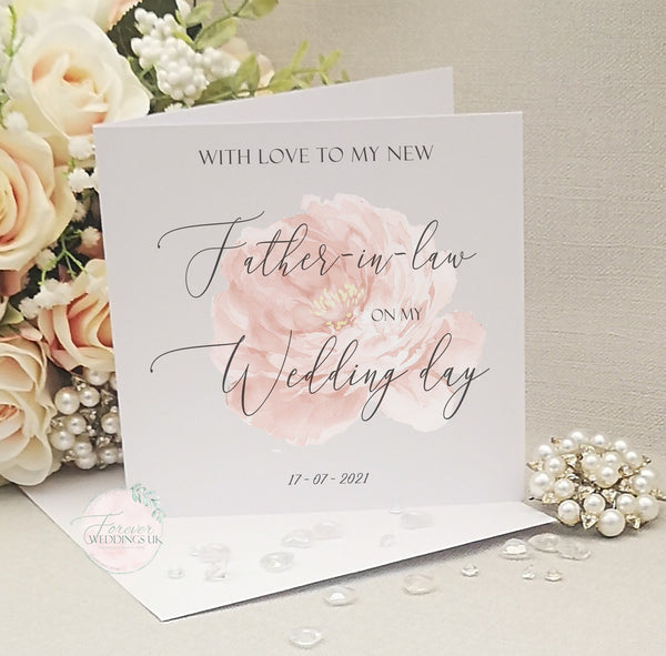 Father in Law Wedding Day Card, Father of the Groom Card, Floral Wedding, Bridal Party Card, Wedding Card, Card from Bride, Card from Groom