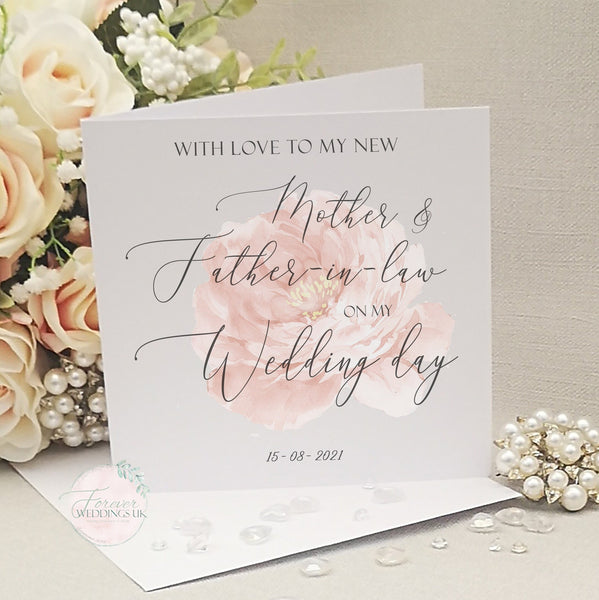 Father in Law Wedding Day Card, Father of the Groom Card, Floral Wedding, Bridal Party Card, Wedding Card, Card from Bride, Card from Groom