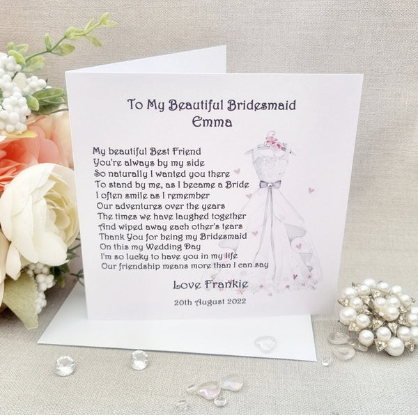 Personalised bridesmaid thank you gift,  Bridesmaid poem, Thoughtful bridesmaid gift from Bride, Bridesmaid Box idea, Sister, Friend