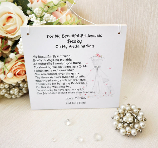 Personalised bridesmaid thank you gift,  Bridesmaid poem, Thoughtful bridesmaid gift from Bride, Bridesmaid Box idea, Sister, Friend