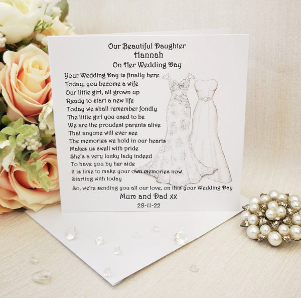 Same Sex Wedding Card, Mrs & Mrs Card, Gay Wedding Poem Card, Personalised to our Daughter on her wedding day card, Mother of the Bride,