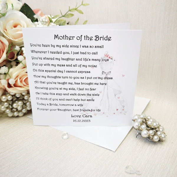 Mother of the Bride Gift, Personalised Mum gift from Bride, Wedding Poem Gift, Wedding Party Gift, Gift from Bride