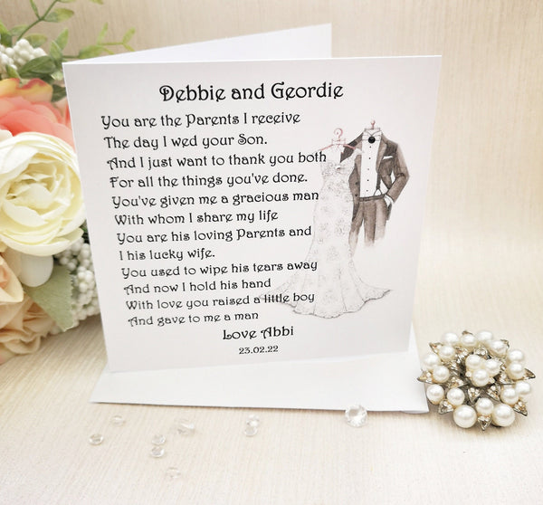 Mother and Father of the Groom Gift, Wedding Thank You Poem Plaque, In laws gift from Bride, Personalised poem, Rustic Wedding