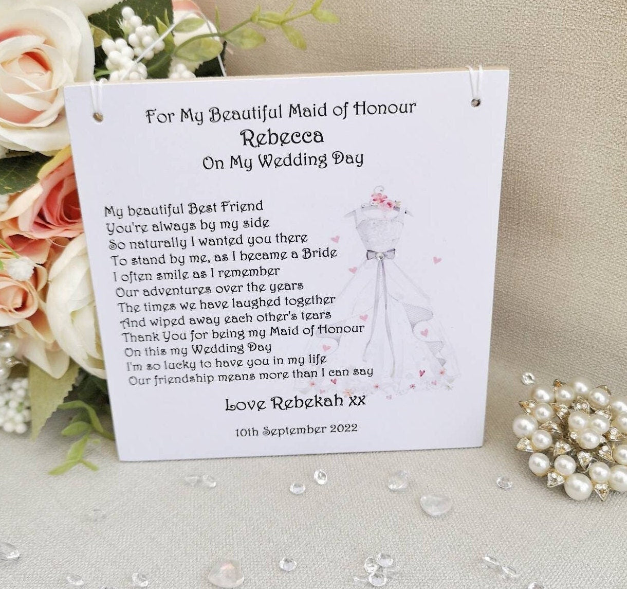 Maid of Honour thank you gift from Bride, Personalised wedding party gift, Bridal party, Maid of Honour Gift, Bridesmaid box filler