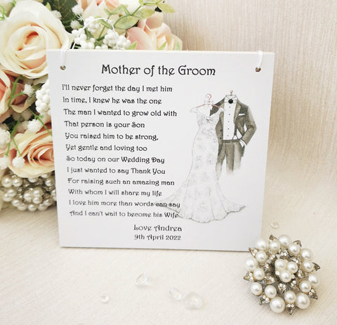 Mother of the Groom gift from Bride, Personalised wedding thank you gift, Bridal party gift, Father of the Groom and parents of the Groom