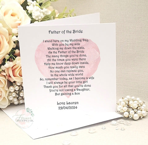 To my Dad on my Wedding Day card, Card from Bride to Dad, Parent Wedding Thank You Card, Dad Wedding Poem, Custom Wedding Card