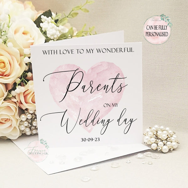 Card for Parent on my Wedding Day, Mum and Dad Wedding, Daughter Wedding Day, Simple Wedding Card