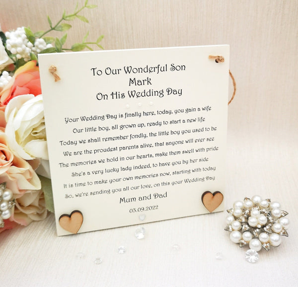 Son On Your Wedding Day, Gift For Groom, Groom Wedding Day, Personalised Keepsake, Parents Gift, Personalised From Mum