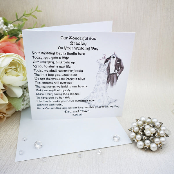 Son On Your Wedding Day, Gift For Groom, Groom Wedding Day, Personalised Keepsake, Parents Gift, Personalised From Mum