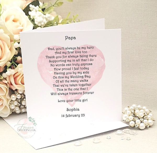 To my Dad on my Wedding Day Card, Father of the Bride Card, Wedding Keepsake, Card from Bride, Thank you Dad card, Dad Daughter Wedding