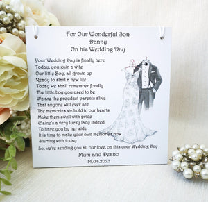 Son Wedding Gift, Personalised Groom Gift from Parents, Mother of the Groom gift to Son, Wedding Party Gift, Groom Wedding Day Gift