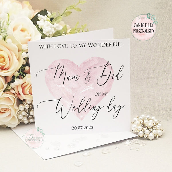 Personalised Card for Parents on your Wedding Day, Dad, Mum and Dad, Card from Bride, Groom Card, Personalised Card, Parent Wedding Card