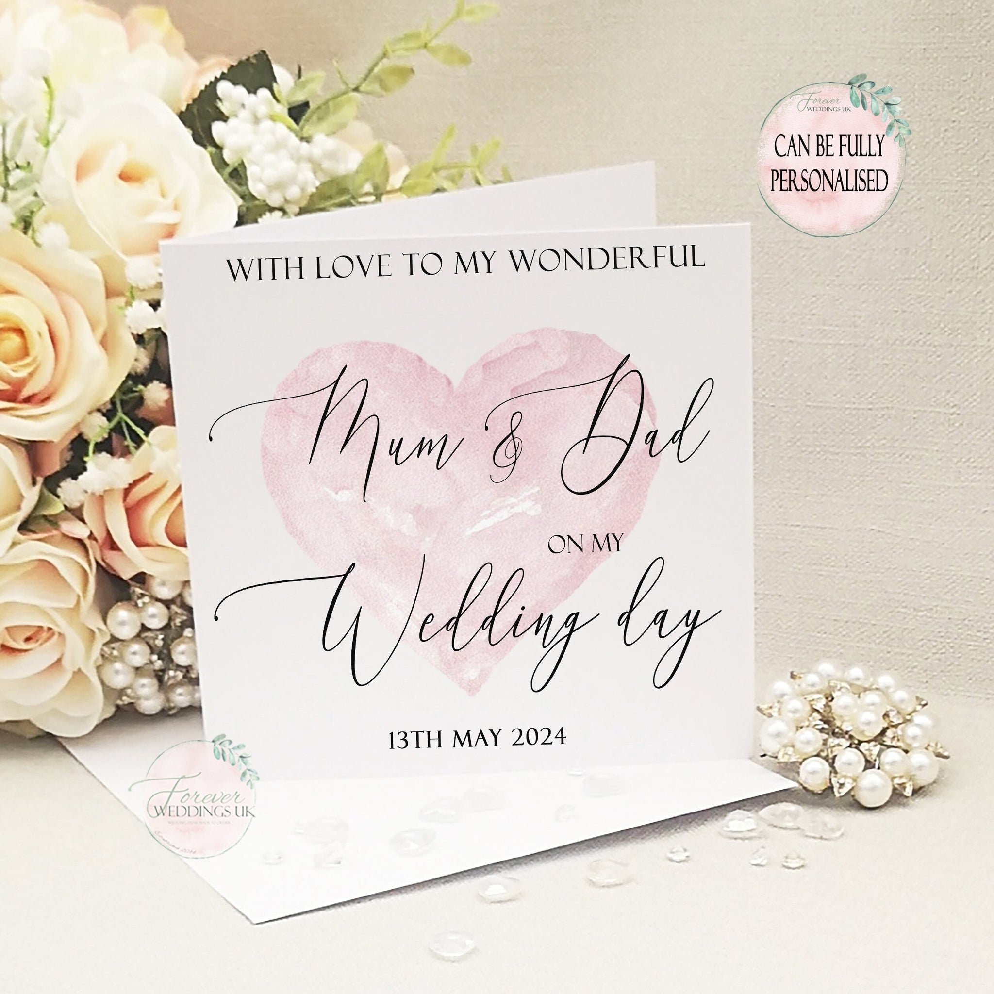 Card for Parent on my Wedding Day, Mum and Dad Wedding, Daughter Wedding Day, Simple Wedding Card