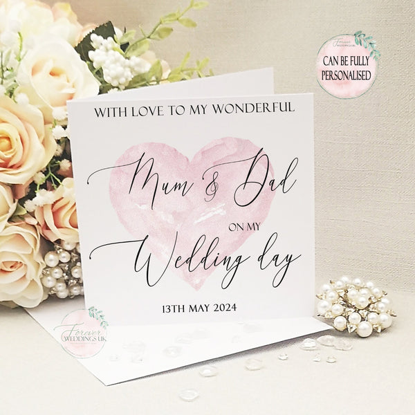 Card for Parent on my Wedding Day, Mum and Dad Wedding, Daughter Wedding Day, Simple Wedding Card