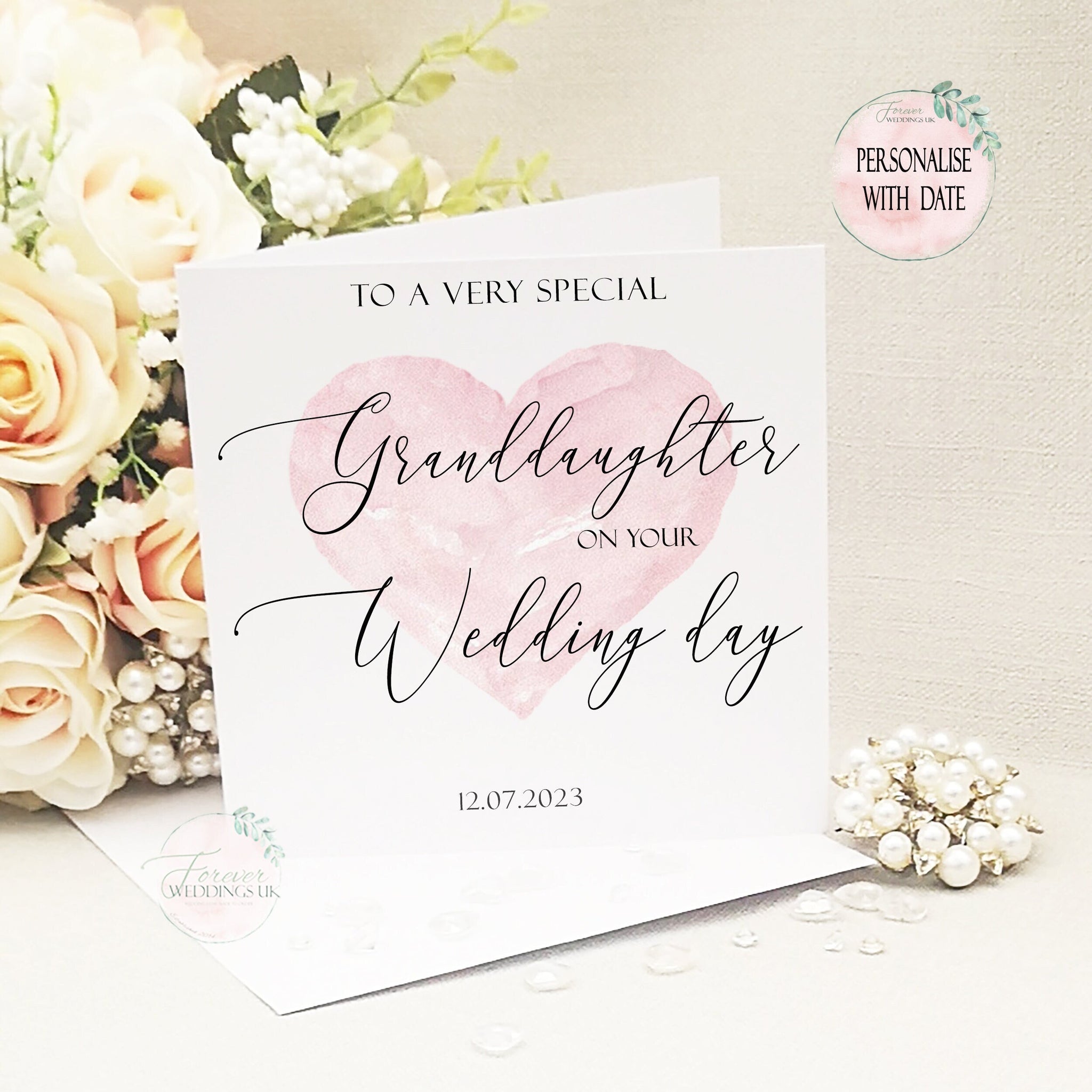 Wedding Day Card for Sister, Daughter, Niece, Granddaughter, Cousin, Goddaughter, Friend, Auntie, Card for Bride, Custom Wedding Card