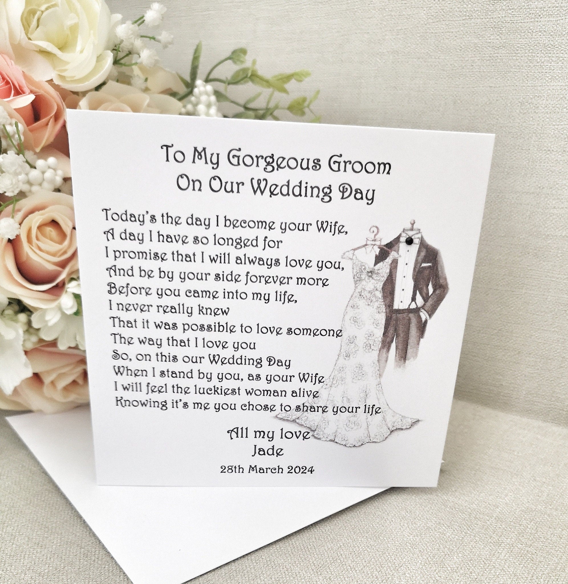 Husband to be Wedding Day Card, Personalised Card for Groom, Card from Bride, On our Wedding Day Card, To My Groom Card, Large Keepsake Card