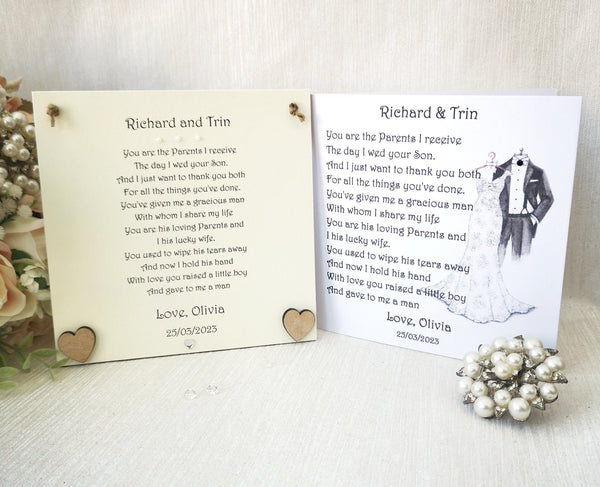 Parents of the Groom Thank You Gift, Parents Wedding Gift, Mother and Father of the Groom, Wedding Keepsake, Speeches Gift