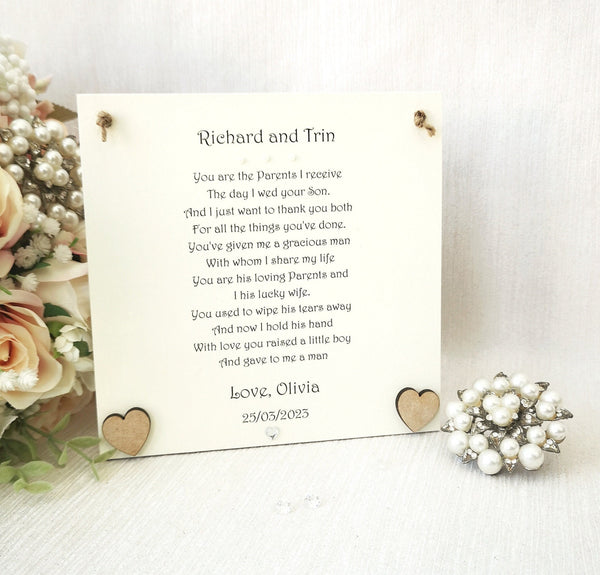 Parents of the Groom Thank You Gift, Parents Wedding Gift, Mother and Father of the Groom, Wedding Keepsake, Speeches Gift