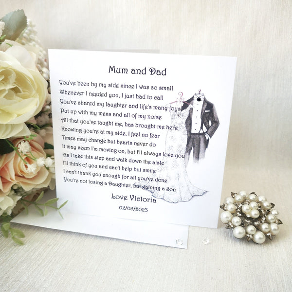 Mum and Dad Wedding Print from Bride, Parents Wedding Gift, Wedding Poem Gift