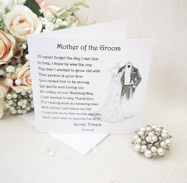 Mother of the Groom Gift, Personalised Wedding Print, Parents Wedding Gift, To my Mother-in-law on my wedding day