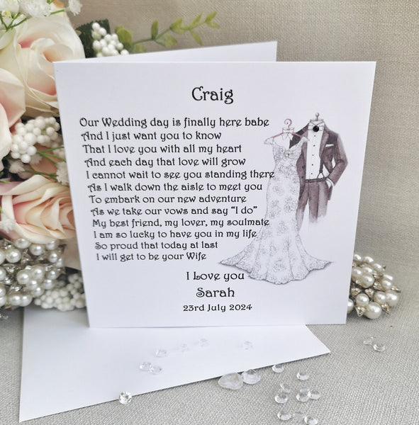 Groom Wedding Day Card, Husband To Be, Card for Groom, Card from Bride, On our Wedding Day