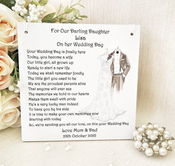 Wedding gift for Daughter from Mother or Parents, Personalised Bride gift for Daughter, Wedding Day Gift from Parents