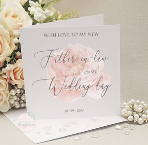 Father in Law Wedding Day Card, Father of the Groom Card, Floral Wedding, Bridal Party Card, Wedding Card, Card from Bride, Card from Groom