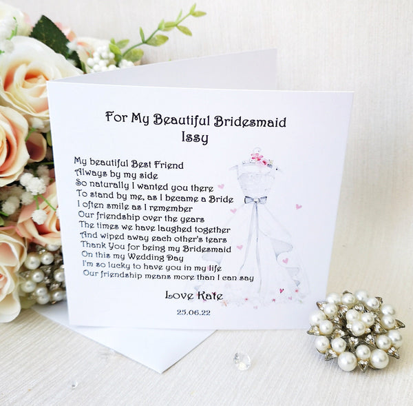 Thank you Bridesmaid gift, Bridesmaid poem, gift for Bridesmaid box, poem print