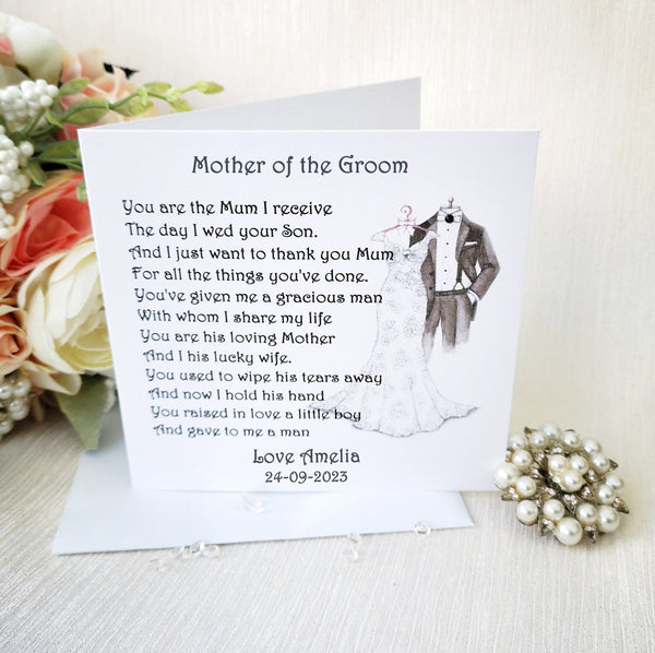 Mother of the Groom gift, Personalised Poem Print, Wedding Parent Gift