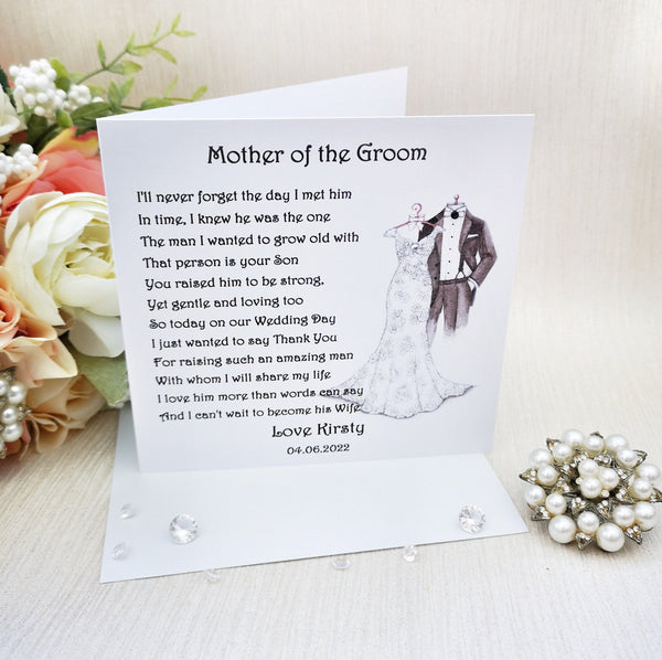 Father of the Groom Wedding Day Card, Personalised parent wedding thank you card, Dad Wedding Thank You Card, wedding morning poem card