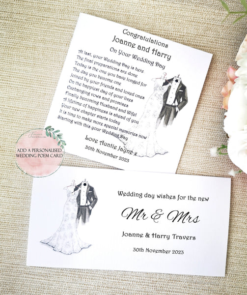 Personalised Wedding Day Money Wallet, Cash Wallet Envelope, Gift Envelope, Wedding Money Card, Honeymoon Fund, Mr and Mrs Gift