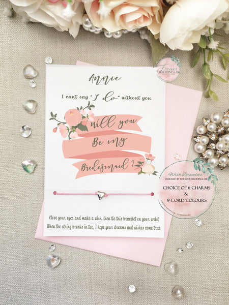 Will you be my Bridesmaid Card, Wish Bracelet Gift, Proposal Card, Personalised Wedding, Bridal Party Card, Wedding Jewellery