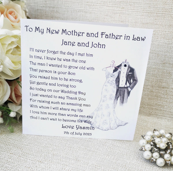 Father of the Groom Wedding Day Card, Personalised Parent Wedding Card, Wedding Thank You Card, Poem Card, Card from Bride, Custom Keepsake