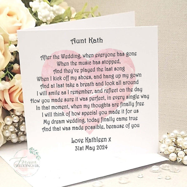 Thank you Mum and Dad Wedding Day Card, Mother and Father of the Bride poem, Card from Bride, Parent Wedding Card, Large Wedding Keepsake