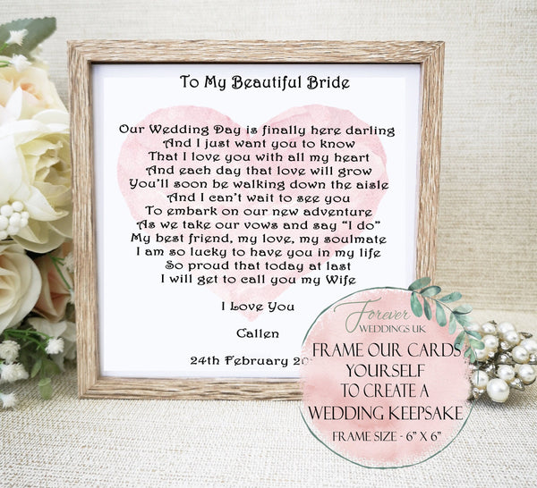 Parents of the Groom card, Parents Wedding Card, Mother of the Groom Card, Father of the Groom Card, Thank You Card, Wedding Poem Card