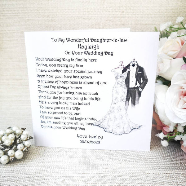 Personalised New Daughter-in-law Wedding Card, Large custom card for Bride, Mother of the Groom Card for Bride, Card for Daughter-in-law