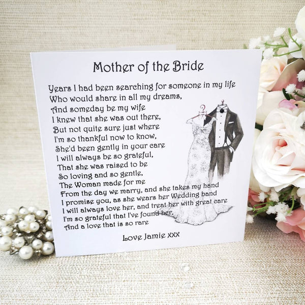 Mother and Father of the Bride Wedding Day Card from Groom, Personalised Wedding card, Parents of the Bride card, Wedding morning card