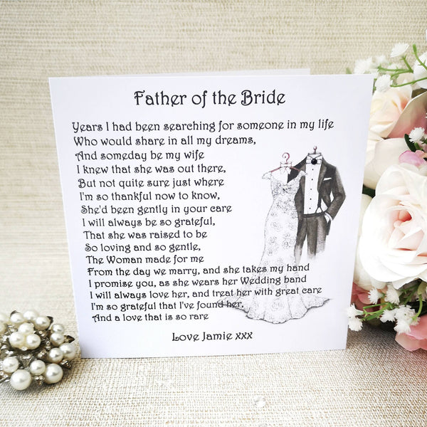 Mother and Father of the Bride Wedding Day Card from Groom, Personalised Wedding card, Parents of the Bride card, Wedding morning card