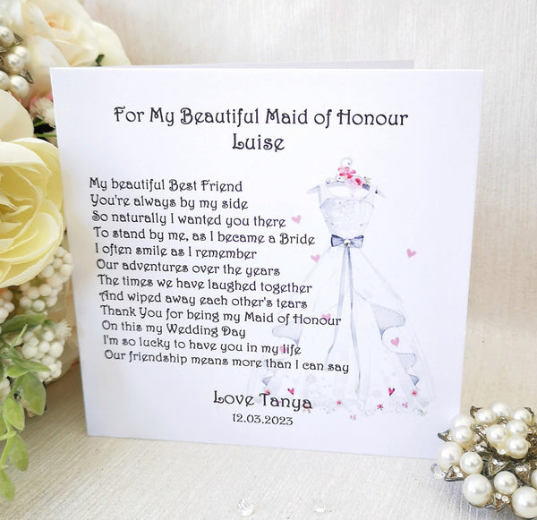 Maid of Honour Thank You Gift, Personalised Plaque, Wedding Keepsake from Bride, Personalised Wedding Party Gift, Bridesmaid Box Filler