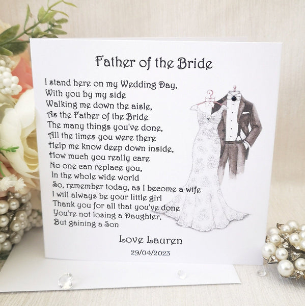 Mother of the Bride Card, To my Mum on my wedding day, Personalised Wedding poem, Mum wedding day card, Mother poem, Large Keepsake Card