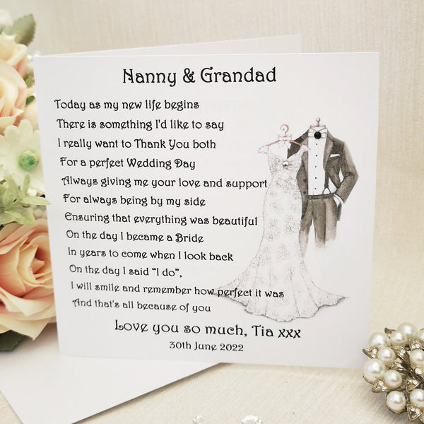 For Mum And Dad On My Wedding Day, Personalised Parents of the Bride Card, Card From Bride, Mother and Father of the Bride Wedding Poem