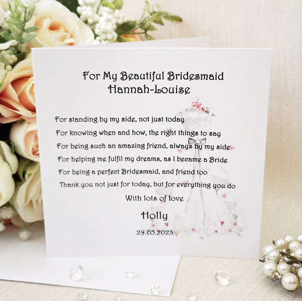 Bridesmaid Thank You Poem, Rustic Wedding Thank You Gift, Custom Hanging Plaque, Personalised Wedding Gift from Bride, Bridesmaid Box Gifts