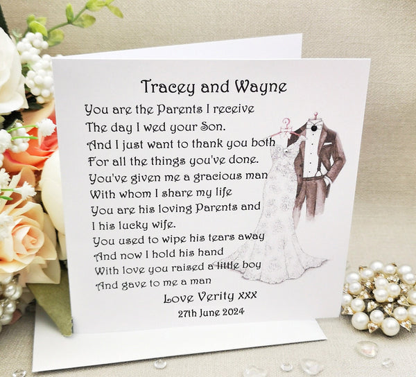 Mother and Father of the Bride gift from Groom, Parents of the Bride Poem, Wedding Parents Gift, New In-laws Wedding Present