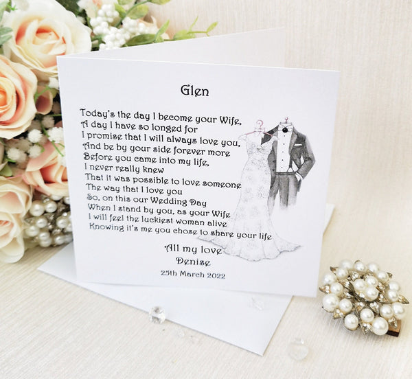 Personalised Groom Wedding Day Card, Card from Bride, To My Groom Card, Husband to be card, On our wedding day card, Groom wedding card