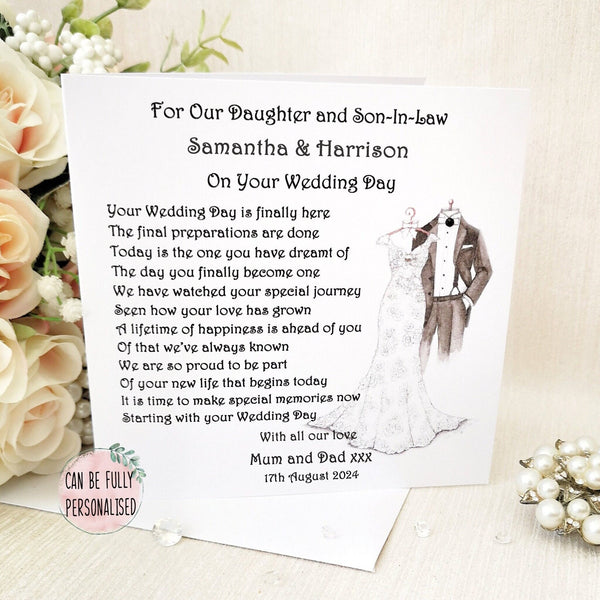 Personalised Daughter and Son-in-law Wedding Card, Son and Daughter-in-law card, Large Bride and Groom Card, Daughter Wedding Card