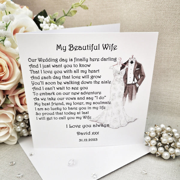 To My Bride On Our Wedding Day, Personalised Wife Wedding Day Card, Bride Card From Groom, Wife to be Wedding, Bride wedding morning card