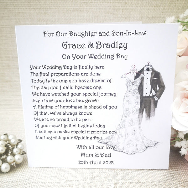 Personalised Son and Daughter-in-law Wedding Card, Large Wedding Card from Mum and Dad, Son Wedding Card, Daughter Wedding Keepsake Card