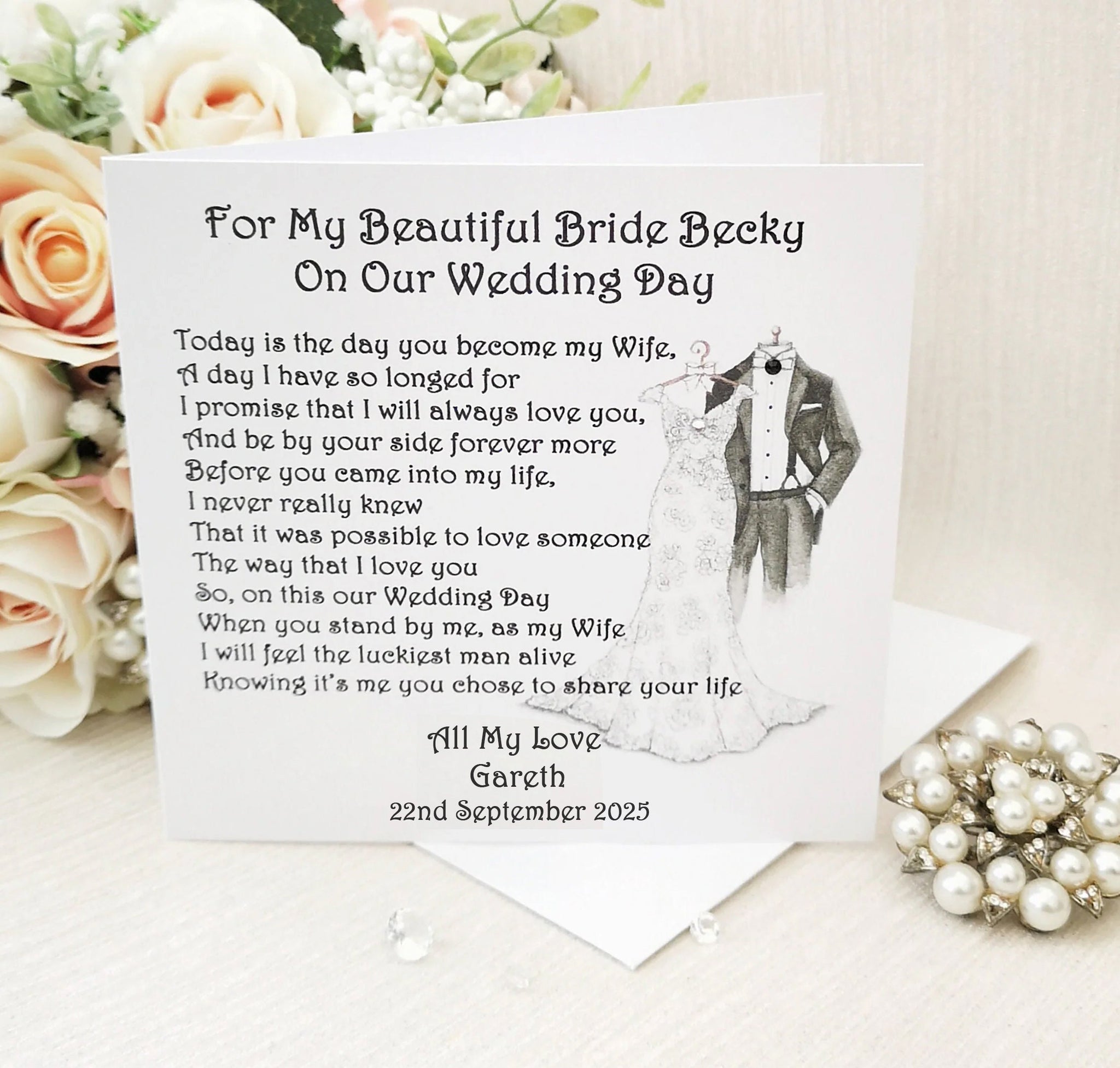 Wife to be card from Groom, To my Bride on our wedding day personalised card, Wedding morning card, Large Bride to be Card, Custom Keepsake