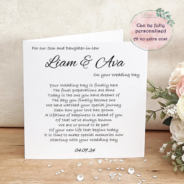 Card for Newlyweds, Son and Daughter-in-law Wedding Day Card, Rustic Bride and Groom Card, Wedding Poem Card, To my Son on his Wedding day,