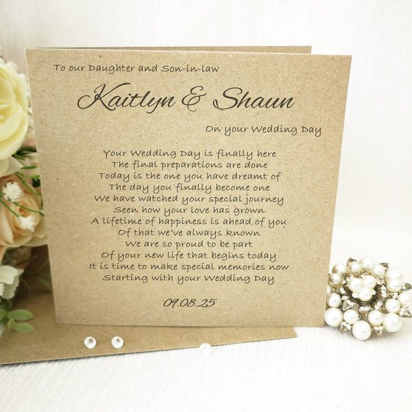 Card for Newlyweds, Son and Daughter-in-law Wedding Day Card, Rustic Bride and Groom Card, Wedding Poem Card, To my Son on his Wedding day,